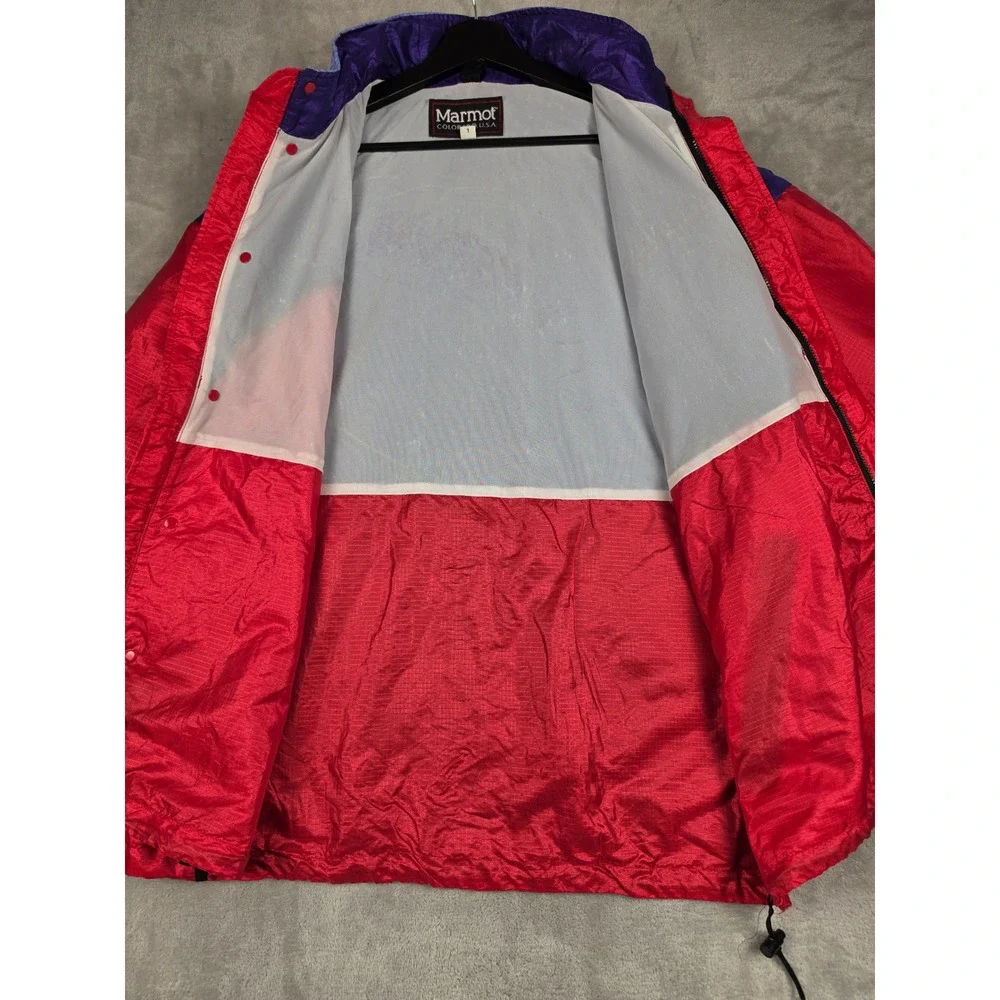 Vintage Marmot Windbreaker Jacket Mens L Red Colorblock Packable Full Zip
